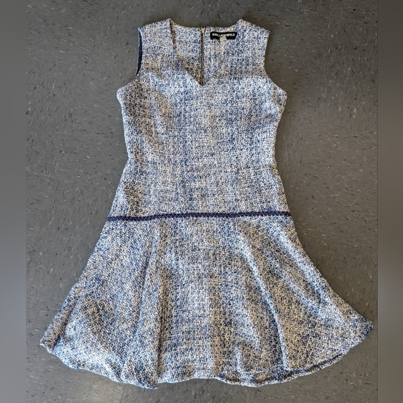 Luxury KARL LAGERFELD Paris Dress Luxe boucle tweed fabric Size 6 - Picture 1 of 9